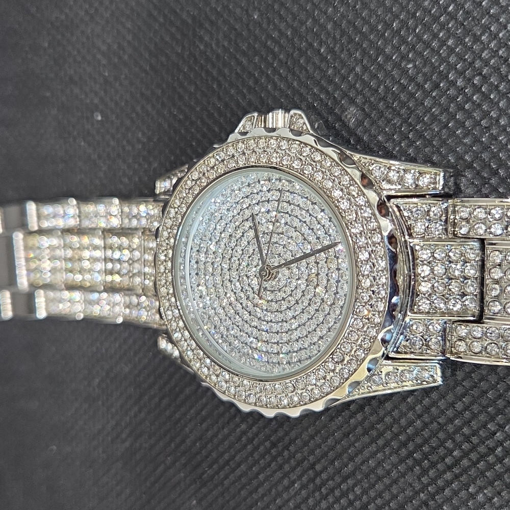 Nwot! Iced Out Silver Watch - Picture 2 of 8
